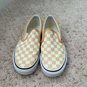 Yellow Checkered Slip On Vans
